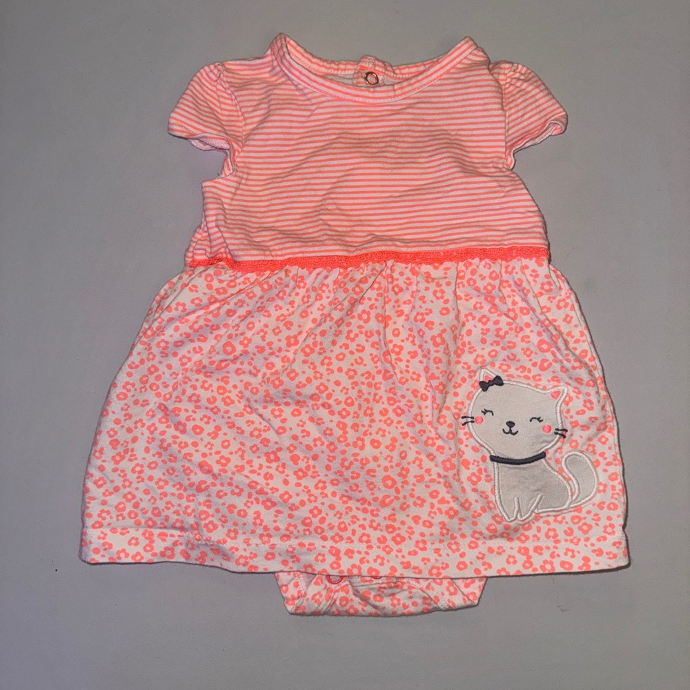 Carter's Sweater and Bodysuit Dress Set Baby Girls 3M Pink Coral Bear Kitty - Picture 7 of 11